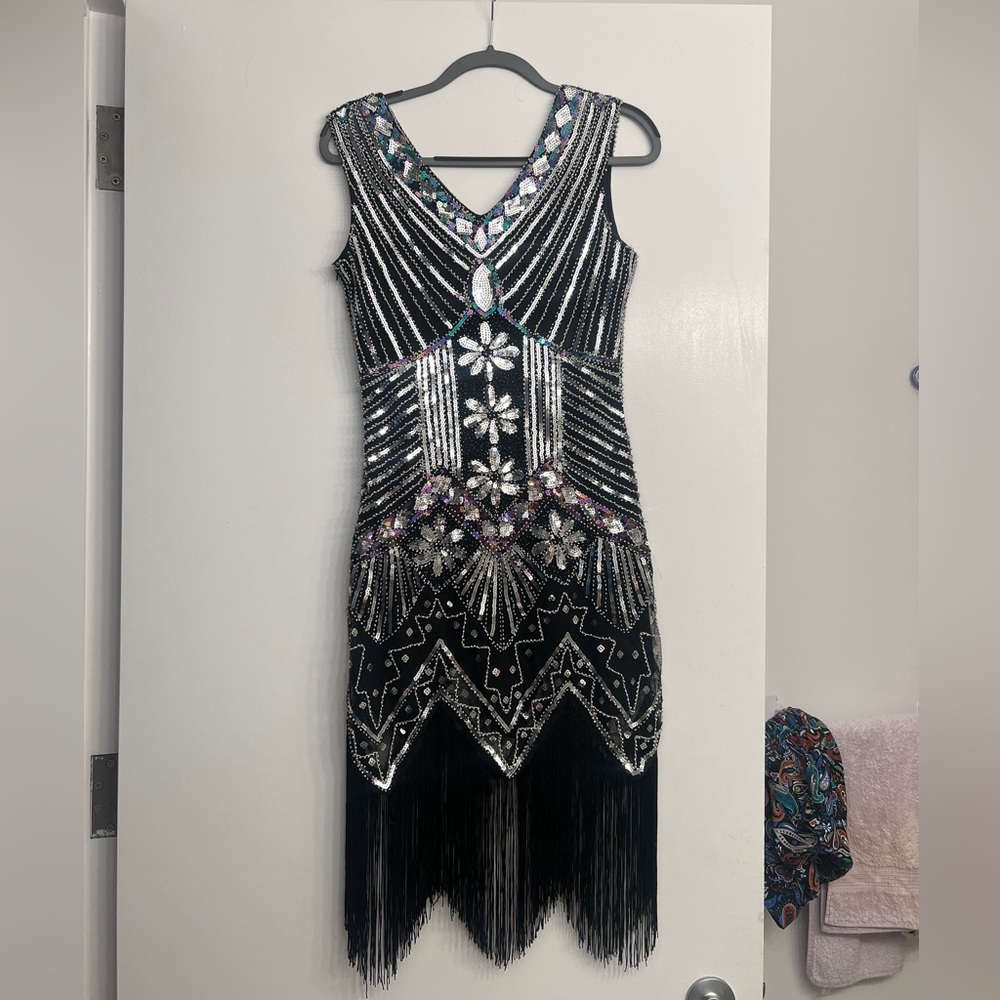 1920s Flapper Dress with Beaded Embroidery